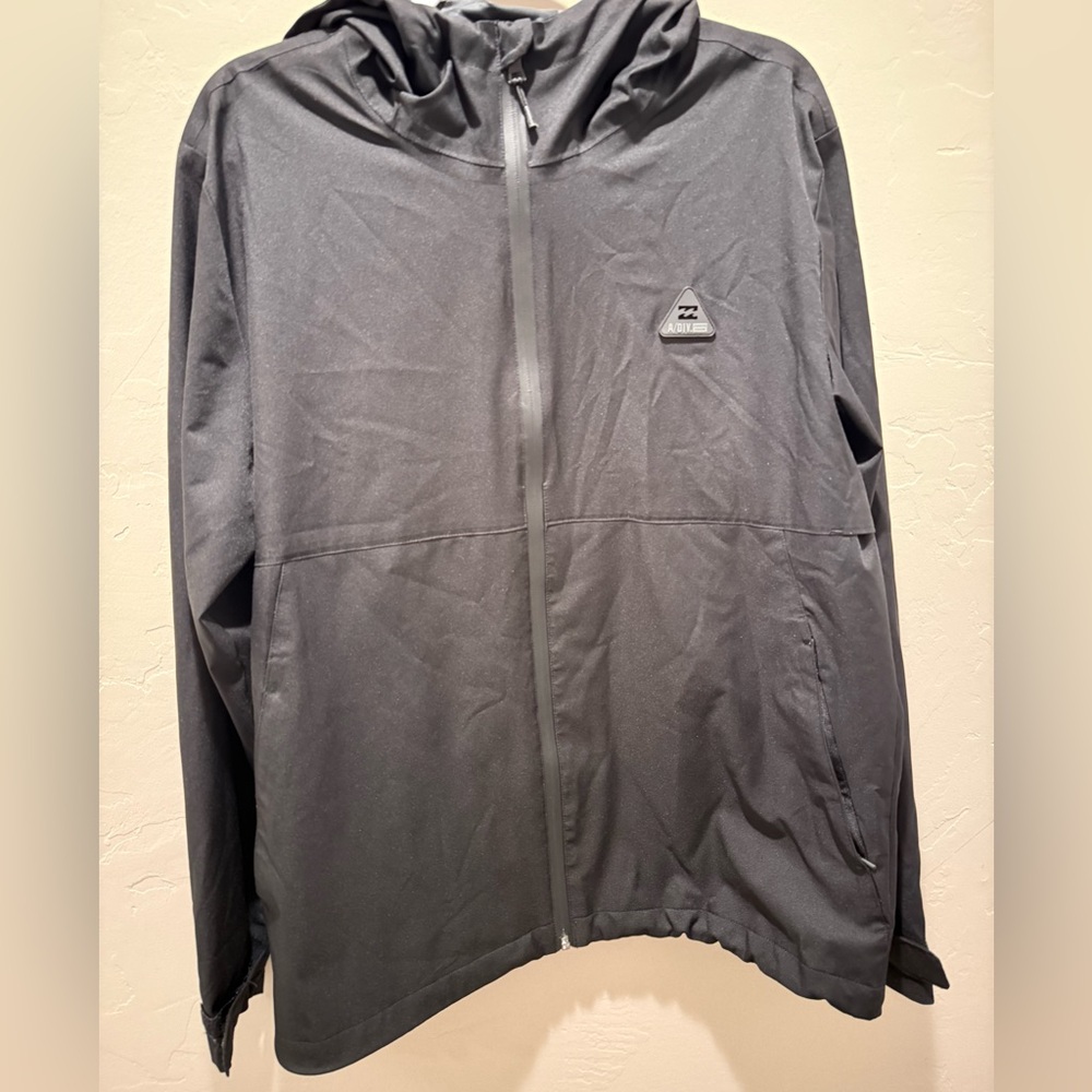 Billabong Adventure Division Mens Black Hooded Waterproof Windbreaker size large